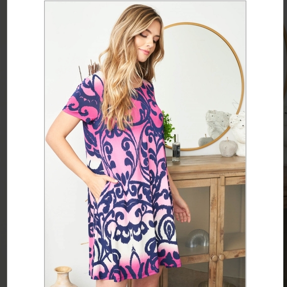 New Pink Multi Color Dress - Picture 3 of 9